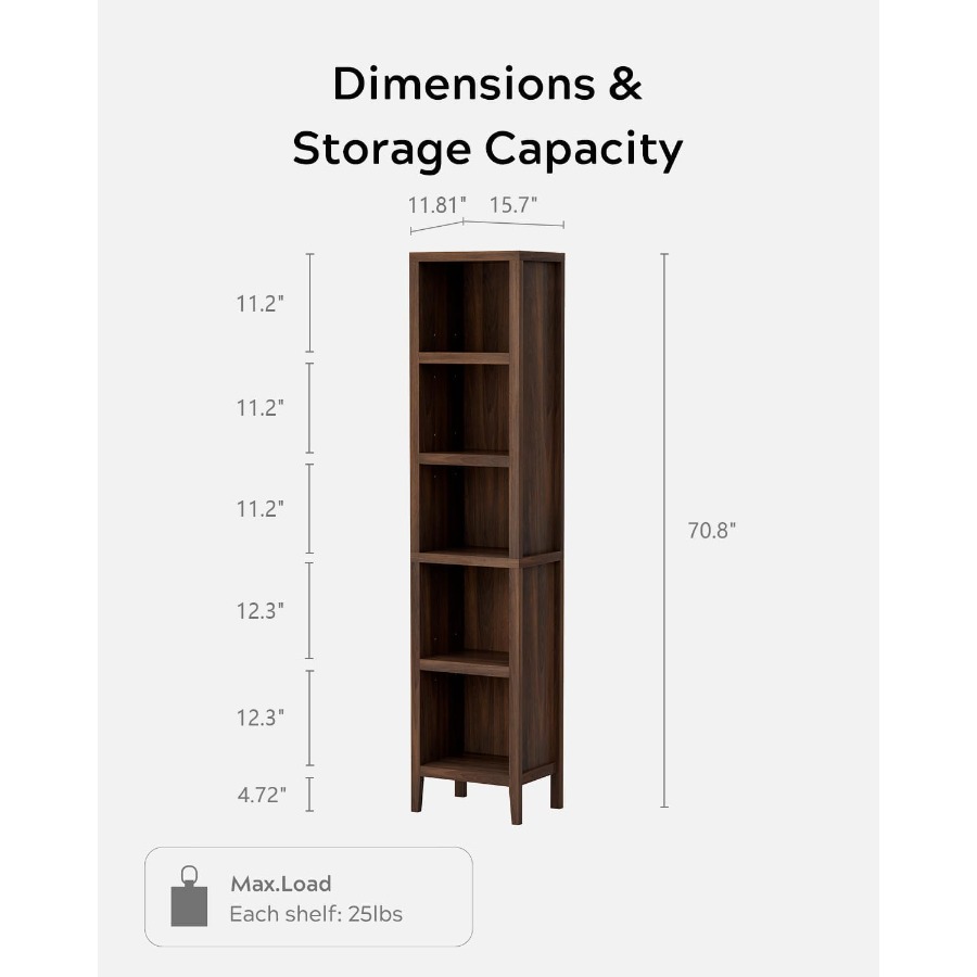 71 cm Yüksekliğinde, Dar Tasar - Bookshelf incelemesi ve fiyatı