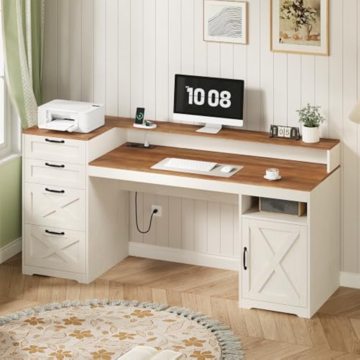 63 inç boyutunda, rustik beyaz - Printer Stand incelemesi ve fiyatı